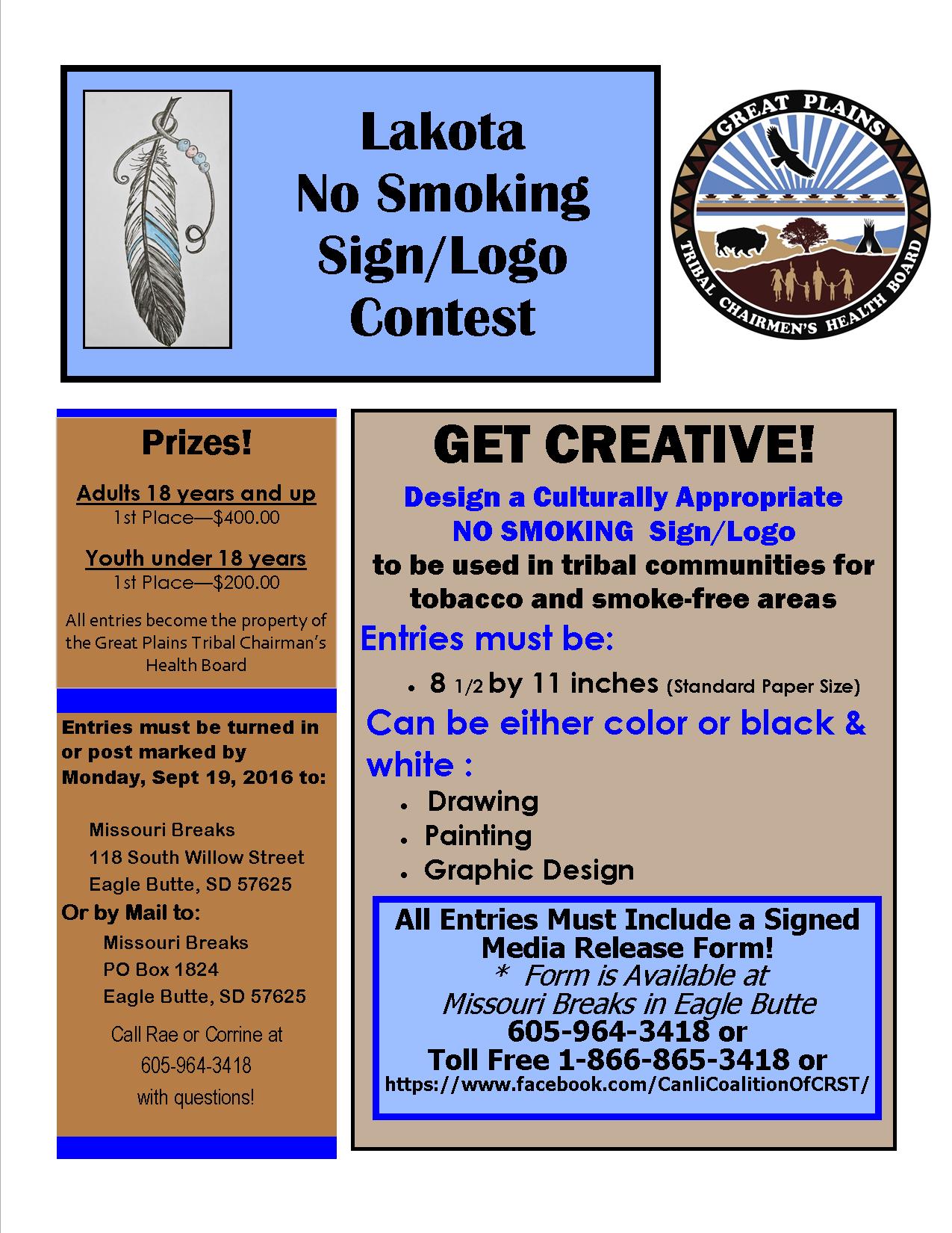 Lakota No Smoking Sign Logo Contest Poster